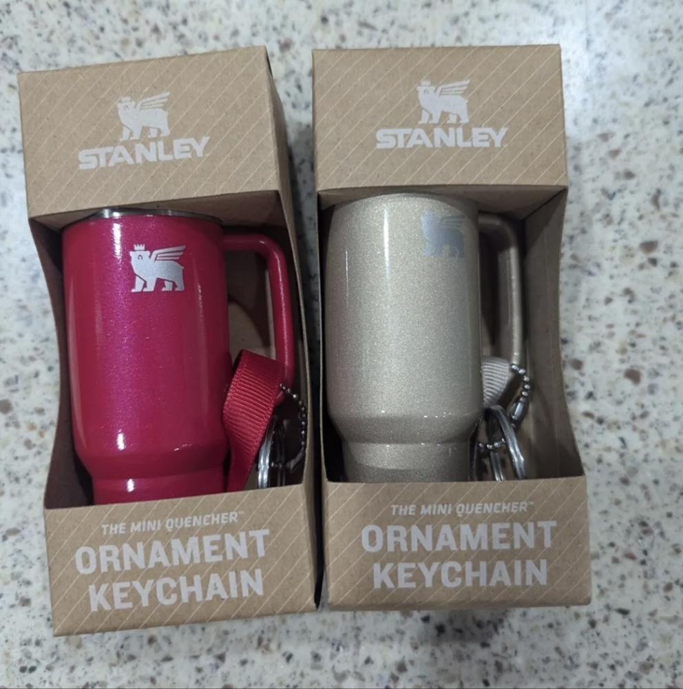 2-PACK! Stanley Water Bottle Keychain Christmas Tree Ornament Red Champa…